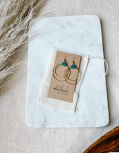 Load image into Gallery viewer, Distressed Blue Leather & Brass Circles Earrings