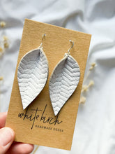 Load and play video in Gallery viewer, White Braided Leather Leaf Earrings