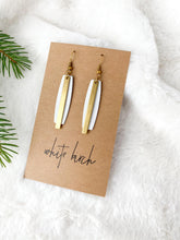 Load image into Gallery viewer, White Leather & Brass Bar Statement Geometric Earrings