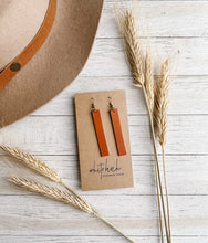 Load image into Gallery viewer, *SALE* Burnt Orange Leather Bar Earrings