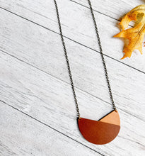 Load image into Gallery viewer, Geometric Veg Tan Natural & Brown Leather Necklace