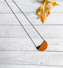 Load image into Gallery viewer, Geometric Brown & Teal Leather Necklace