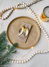 Load image into Gallery viewer, Textured Gold Leather Leaf Earrings