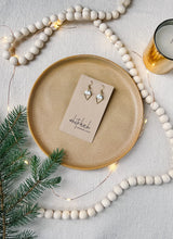 Load image into Gallery viewer, White Leather & Brass Triangle Earrings