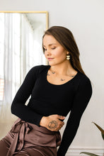 Load image into Gallery viewer, Stacked Brass Half Moon Earrings