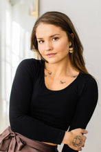 Load image into Gallery viewer, Stacked Brass Half Moon Earrings