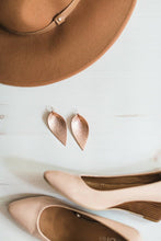 Load image into Gallery viewer, Rose Gold Leather Leaf Earrings