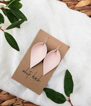 Load image into Gallery viewer, Nude Blush Pink Leather Leaf Earrings