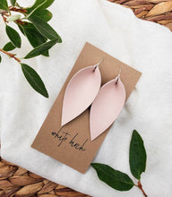Load image into Gallery viewer, Nude Blush Pink Leather Leaf Earrings