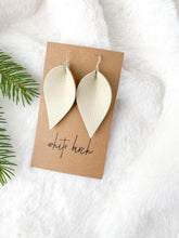 Load image into Gallery viewer, Cream Leather Leaf Earrings