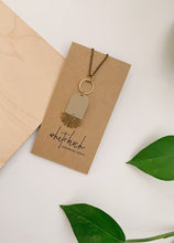 Load image into Gallery viewer, Brass Sunburst Beige Leather Necklace