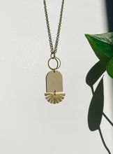 Load image into Gallery viewer, *SALE* Geometric Brass Sunburst Clay Putty Leather Necklace