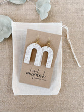 Load image into Gallery viewer, Nude Leopard Print Leather Arch Earrings