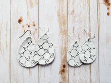 Load image into Gallery viewer, *SALE* Cut Out White Leather Teardrop With Raw Brass Hooks