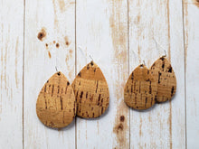 Load image into Gallery viewer, *SALE* Rose Gold Metallic Cork & Leather Teardrop Earrings