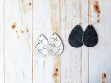 Load image into Gallery viewer, *SALE* Cut Out White Leather Teardrop With Raw Brass Hooks