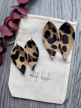 Load image into Gallery viewer, Leopard Print Leather Leaf Earrings