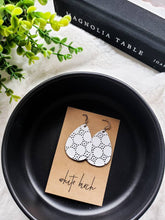 Load image into Gallery viewer, *SALE* Cut Out White Leather Teardrop With Raw Brass Hooks