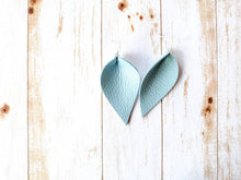 Load image into Gallery viewer, Baby Blue Leather Leaf Earrings
