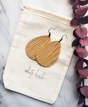 Load image into Gallery viewer, Oak Textured Leather Teardrop Earrings