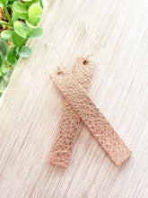 Load image into Gallery viewer, Rose Gold Leather Bar Earrings.
