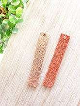 Load image into Gallery viewer, Rose Gold Leather Bar Earrings.