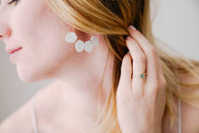 Load image into Gallery viewer, White Leather Petal Hoop Earrings