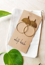 Load image into Gallery viewer, Brass Half Moon Circle Statement Earrings