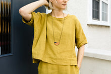 Load image into Gallery viewer, Geometric Brown & Teal Leather Necklace