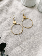 Load image into Gallery viewer, Brass Deco Circle Earrings
