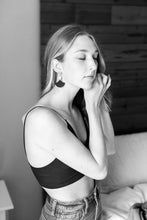 Load image into Gallery viewer, Distressed Tan & Mini Brass Disc Geometric Earrings