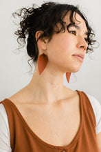 Load image into Gallery viewer, Yukon Cognac Leather Leaf Earrings