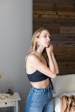 Load image into Gallery viewer, Rootbeer Brown Leather & Mini Brass Disc Geometric Earrings