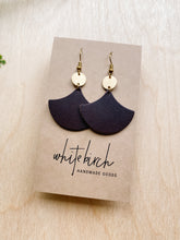 Load image into Gallery viewer, Rootbeer Brown Leather & Mini Brass Disc Geometric Earrings
