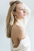 Load image into Gallery viewer, Blush Pink Leather Petal Hoop Earrings.