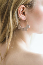 Load image into Gallery viewer, Blush Pink Leather Petal Hoop Earrings.