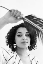 Load image into Gallery viewer, Burgundy Leather Small Circle & Brass Half Circle Stacked Earrings