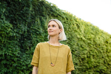 Load image into Gallery viewer, Geometric Brown & Teal Leather Necklace