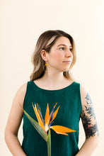 Load image into Gallery viewer, *SALE* Yellow Leather & Brass Circle Earrings With Raw Brass Hooks