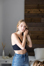 Load image into Gallery viewer, Rootbeer Brown Leather & Mini Brass Disc Geometric Earrings