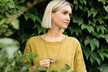 Load image into Gallery viewer, Geometric Brown & Teal Leather Necklace