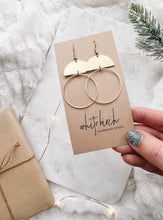Load image into Gallery viewer, Brass Half Moon Circle Statement Earrings