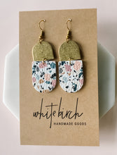 Load image into Gallery viewer, *SALE* Terrazzo Leather with Brass Accent Earrings with Raw Brass Hooks