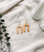 Load image into Gallery viewer, Rose Gold Cork Leather Arch Earrings