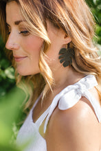 Load image into Gallery viewer, Monstera Leaf Shape Green Leather Earrings