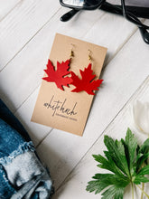 Load image into Gallery viewer, Canadian Red Maple Leaf Leather Earrings