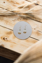 Load image into Gallery viewer, Clay Putty Tan Leather & Brass Sunburst Geometric Earrings