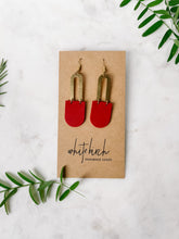 Load image into Gallery viewer, Red Leather & Brass Earrings
