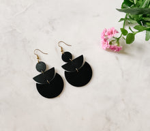 Load image into Gallery viewer, Black Leather Statement Earrings