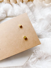 Load image into Gallery viewer, Mini Brushed Gold Cube Stud Earrings
